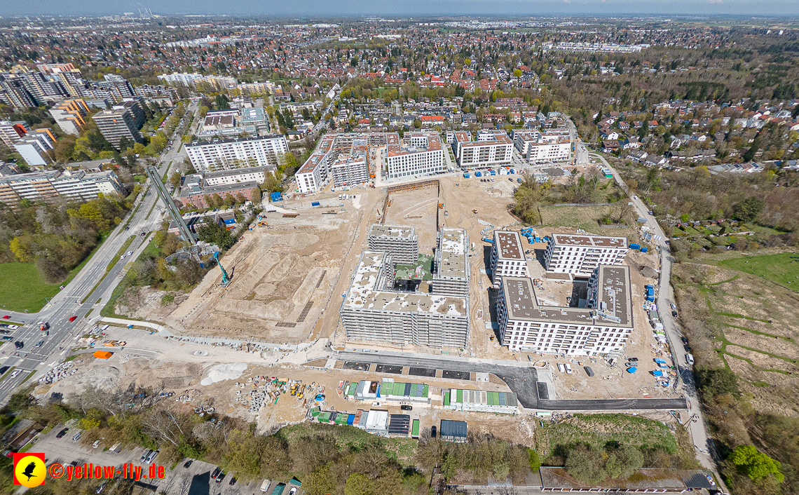 21.04.2023 - Luftbilder von der Baustelle Alexisquartier und Pandion Verde in Neuperlach
